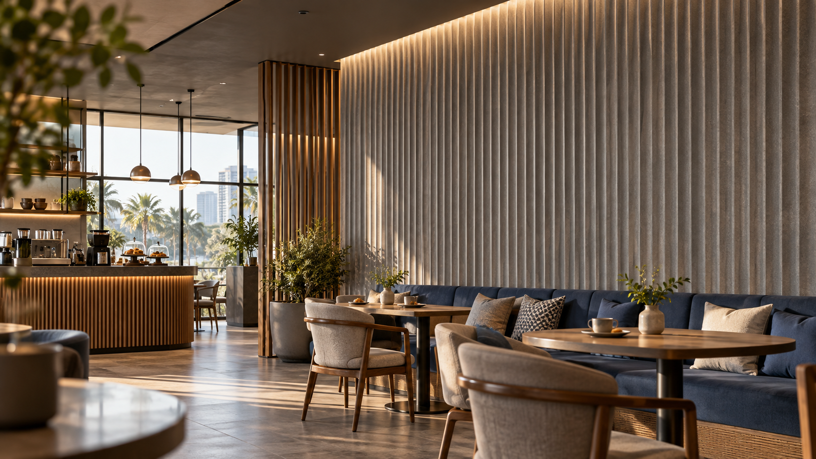 Cafe wall with texture and light